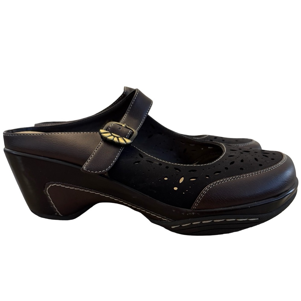 Rialto Black and Brown Mary Jane Clog Mule - Picture 2 of 7